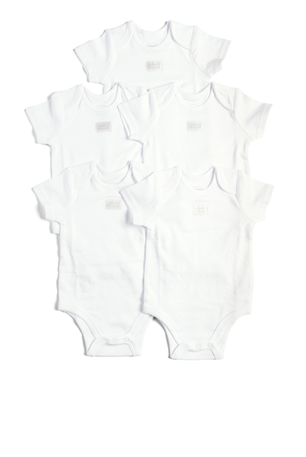 White Cotton Short Sleeve Bodysuits 5 Pack