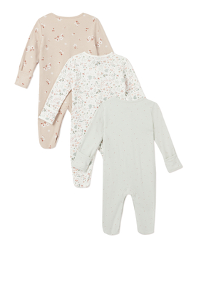 Ditsy Floral Sleepsuits 3 Pack
