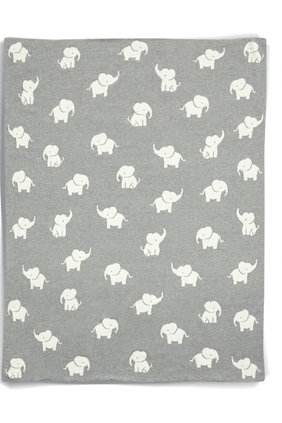 Welcome To The World Knitted Elephant Blanket - Grey