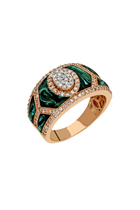 Shield Ring, 18k Rose Gold with Green Mother of Pearl & Diamonds