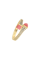 Cleo Slim Ring, 18k Yellow Gold with Pink Coral & Diamonds