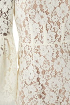 Lace Trumpet-Sleeve Midi Dress