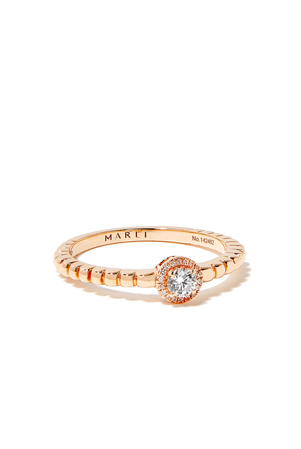 Rock Circle Diamond Solitaire Ring in 18kt Rose Gold