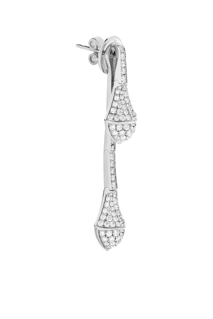 Cleo  Drop Earrings, 18k White Gold & Full Diamonds