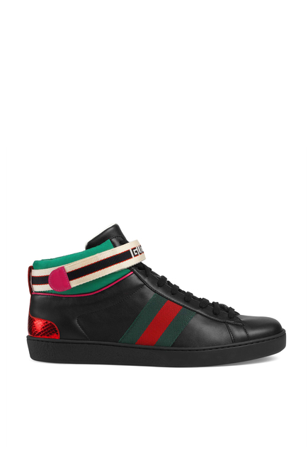 Gucci Ace Gucci Stripe High-Top Sneakers