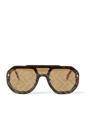 Ff Logo D-frame Gold-tone & Acetate Mirrored Sunglasses