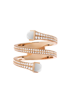 Cleo Twist Ring, 18k Rose Gold with White Agate & Diamond