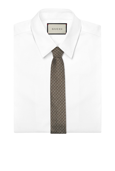 Interlocking G Silk Wool Jacquard Tie