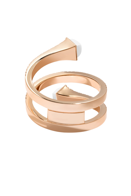 Cleo Twist Ring, 18k Rose Gold with White Agate & Diamond