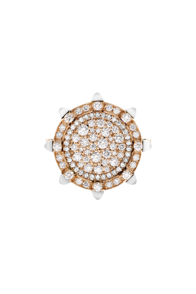 Tip-Top Statement Ring, 18k Rose Gold with Diamonds & White Agate