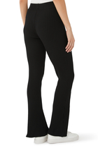 Ribbed Knit Black Flare Trousers
