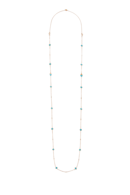 Cleo Mini Reve Convertible Chain, 18k Rose Gold with Turquoise & Diamonds