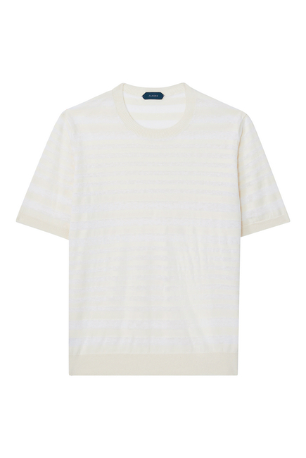 Zanone Striped Cotton & Linen T-Shirt