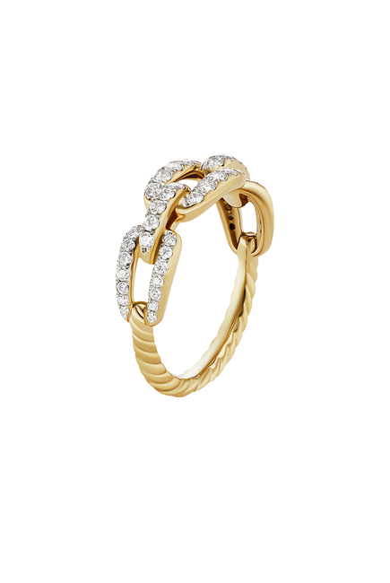 Stax Chainlink Ring, 18k Yellow Gold & Diamonds