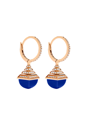 Cleo Mini Rev Drop Earrings, 18k Rose Gold Lapis Lazuli & Diamonds
