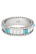 LIFE Ring, 18K White Gold, Diamonds & Turquoise