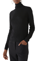 Zigzag Crochet-Knit High-Neck Jumper