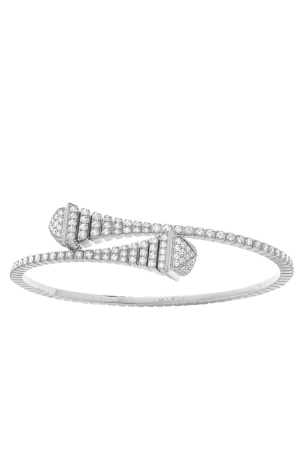 Cleo Rev Slim Slip-On Bracelet, 18k White Gold & Diamonds
