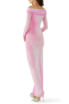 Crystal Off-Shoulder Contour Maxi Dress