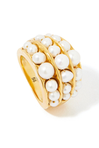 Graine de Gemmes Ring, 24k Gold-Plated Brass & Freshwater Pearls