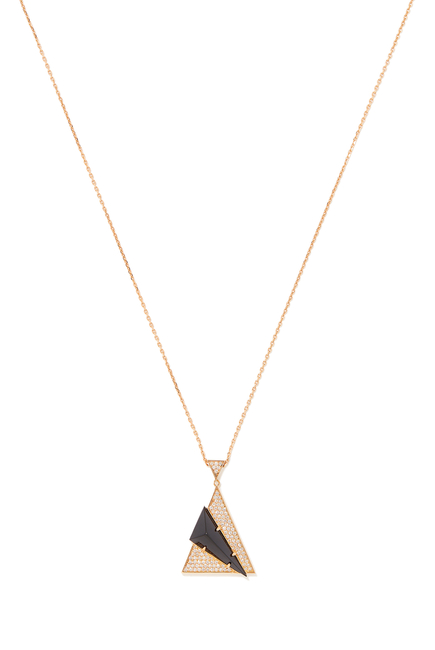 Neutra Aztec Pendant Necklace, 18k Mixed Gold, Diamonds & Black Onyx