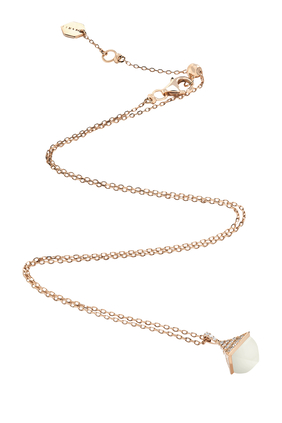 Cleo Mini Rev Necklace, 18k Pink Gold with Moonstone & Diamond