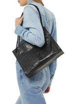Niki Medium Shopping Bag in Crocodile-Embossed Leather