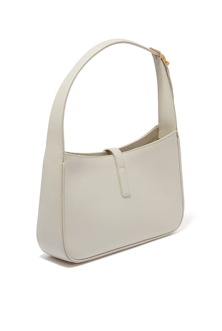 Saint Laurent Le 5 A 7 Hobo Bag In Smooth Leather Blanc Vintage