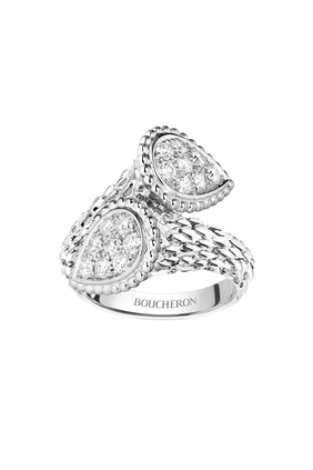 Serpent Bohème Toi et Moi S Motif Ring, 18k White Gold & Diamonds