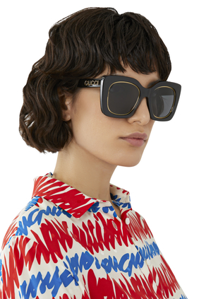 Gucci Pop Web Oversized Square-frame Acetate Sunglasses in Black