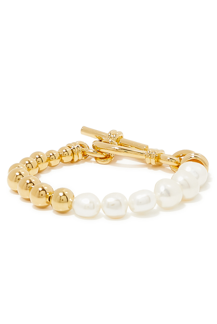 Baroque Pearl Beaded T-Bar Bracelet