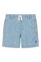 Kids Chambray Drawstring Shorts