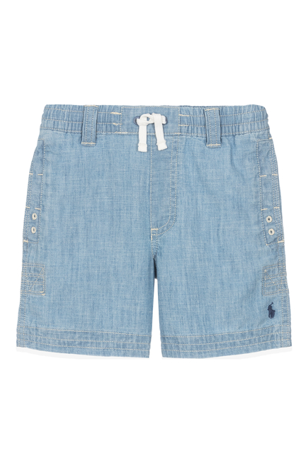 Kids Chambray Drawstring Shorts