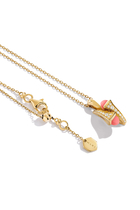 Cleo Huggie Pendant, 18k Yellow Gold with Pink Coral & Diamonds