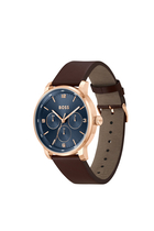 Contender Blue-Dial Watch With Brown Leather Strap