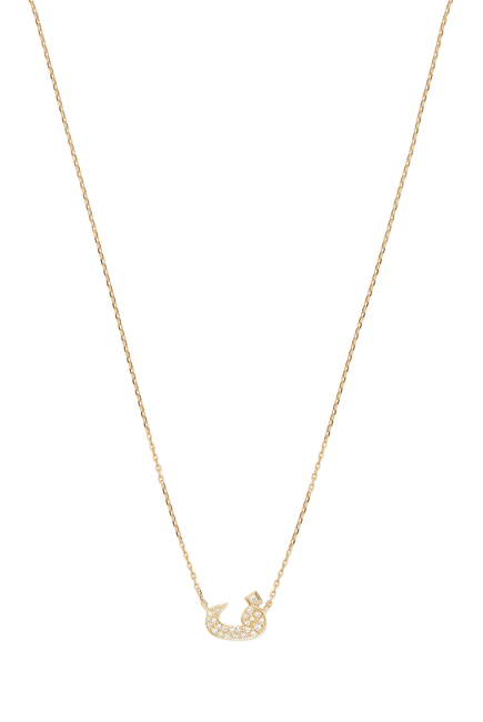 Oula XS Letter F Necklace, 18k Yellow Gold with Diamonds