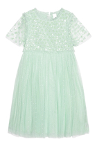 Raindrop Sequins-Embellished Tulle Dress