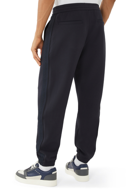 Double-jersey joggers with drawstring and logo tape