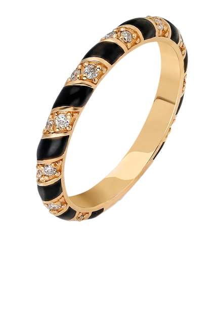 Tornado Ring,  18k Pink Gold with Black Enamel & Diamonds