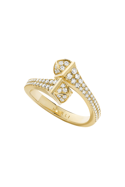 Cleo Slim Ring, 18k Yellow Gold with Full Diamonds