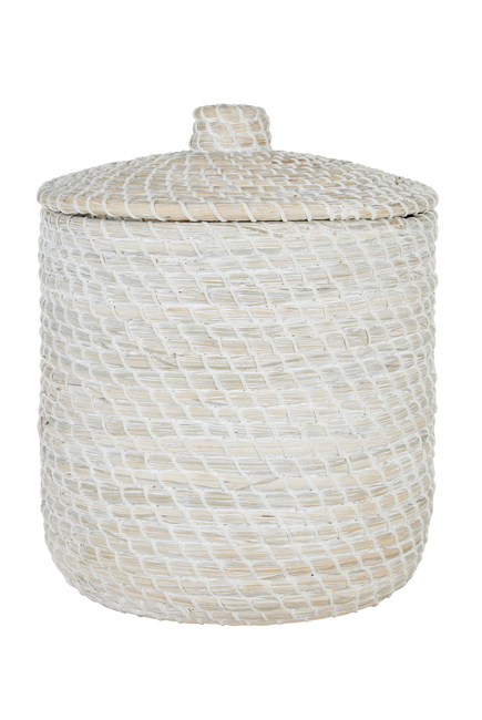 Whitewashed Seagrass Storage Basket