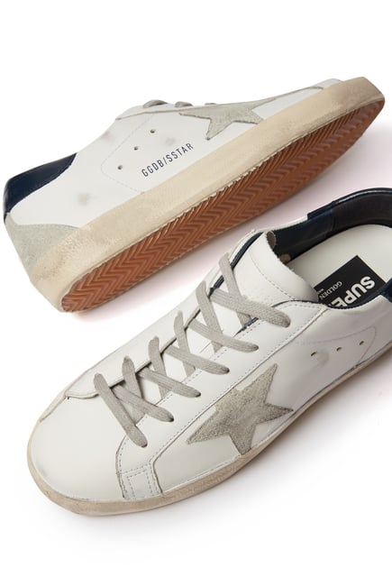 Super Star Sneakers with Suede Star and Blue Heel Tab