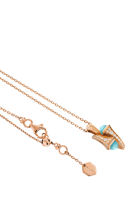 Cleo Huggie Necklace, 18k Rose Gold with Blue Chalcedony & Diamonds