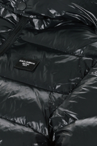 Long Nylon Down Jacket with Logo Tag