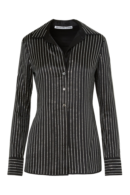 Crystal-Embellished Striped Shirt