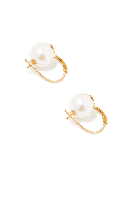 Starburst Bead Earrings, 14k Yellow Gold with Pearl & Diamonds