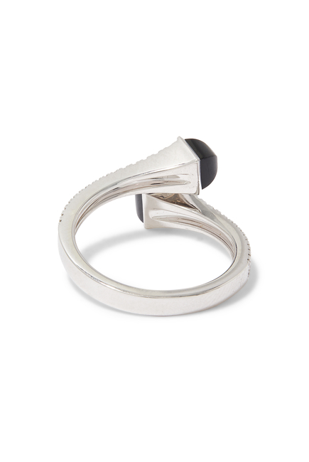 Cleo Slim Ring, 18k White Gold, Black Onyx & Diamonds