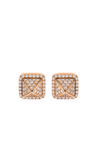 Cleo Pyramid Stud Earrings, 18k Rose Gold Full Diamonds