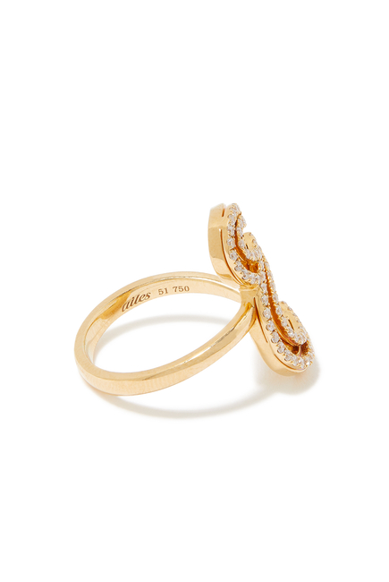 3A Arabic Silhouette Ring, 18k Yellow Gold with Diamonds