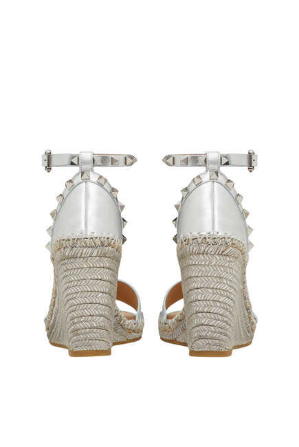  Rockstud 95 Double Wedge Metallic Sandals